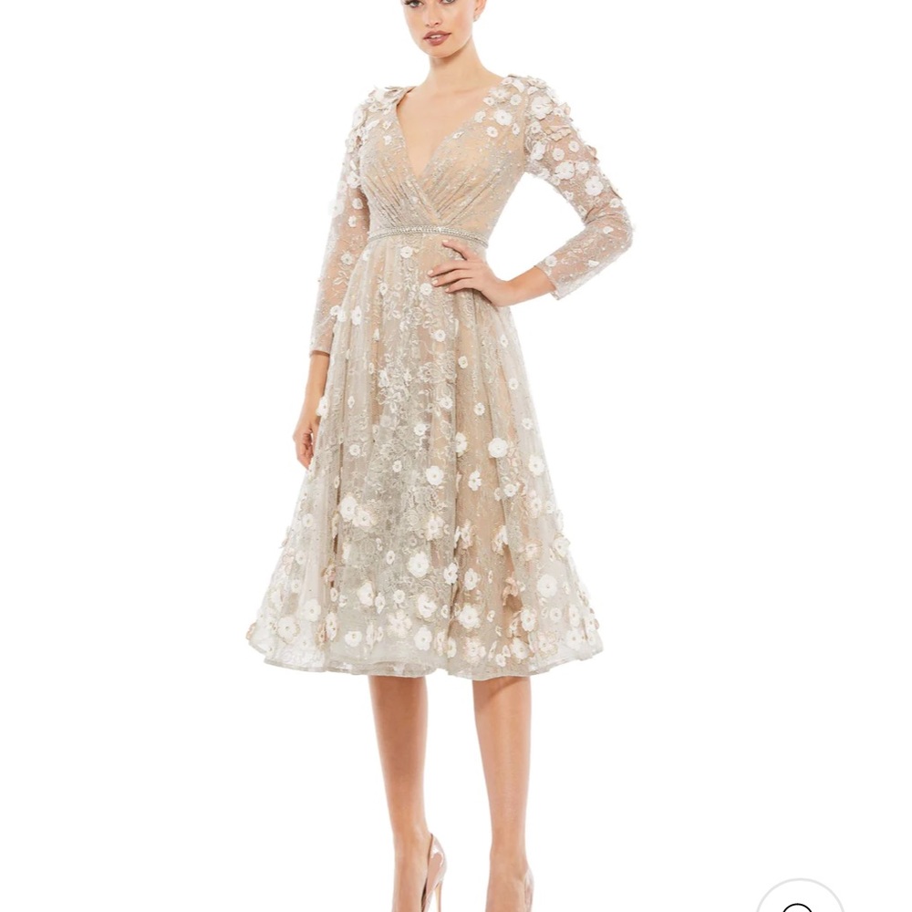 MAC DUGGAL floral embellished midi dress / full skirt